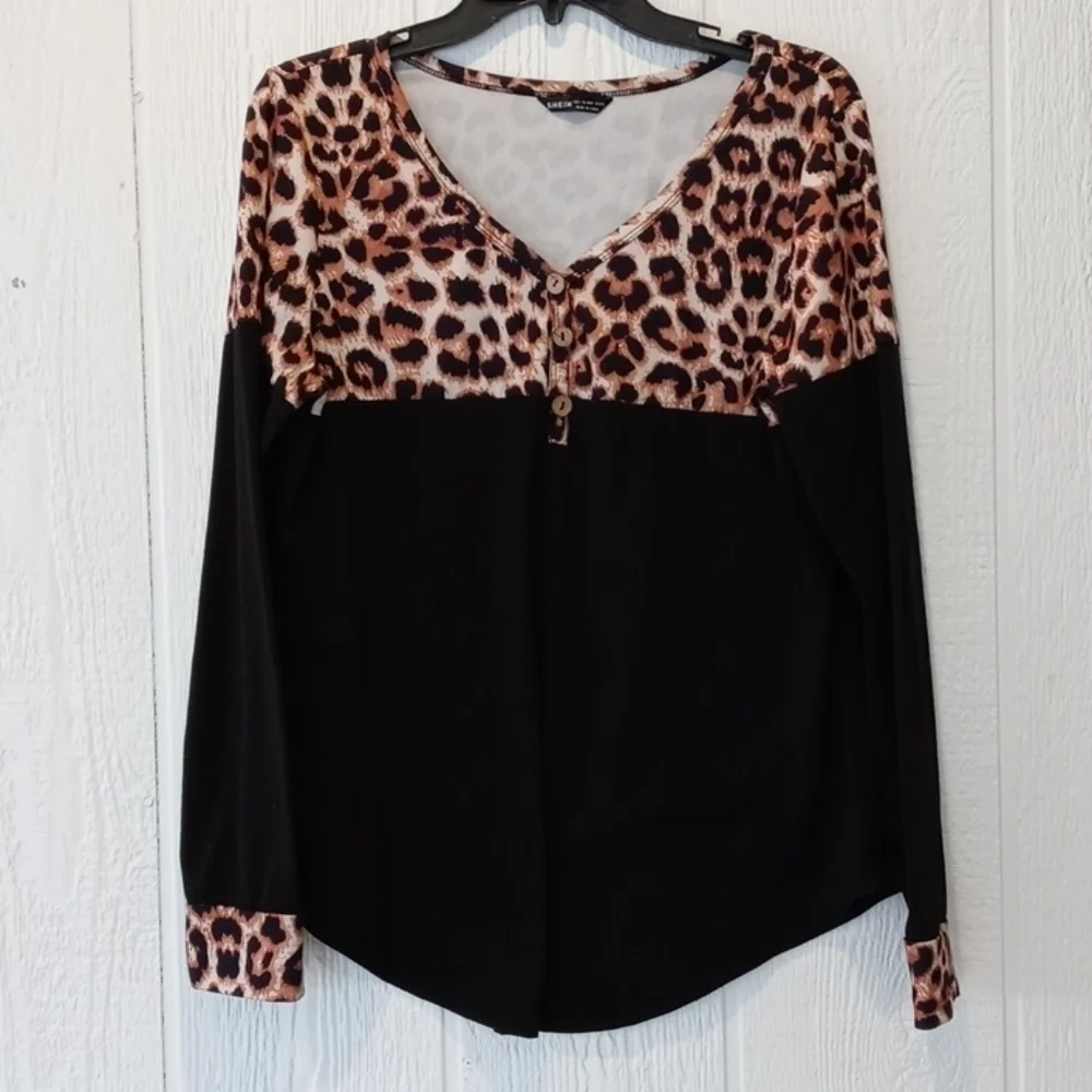 Shein long sleeve blouse large or 8/10 leopard